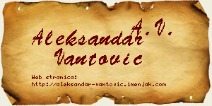 Aleksandar Vantović vizit kartica